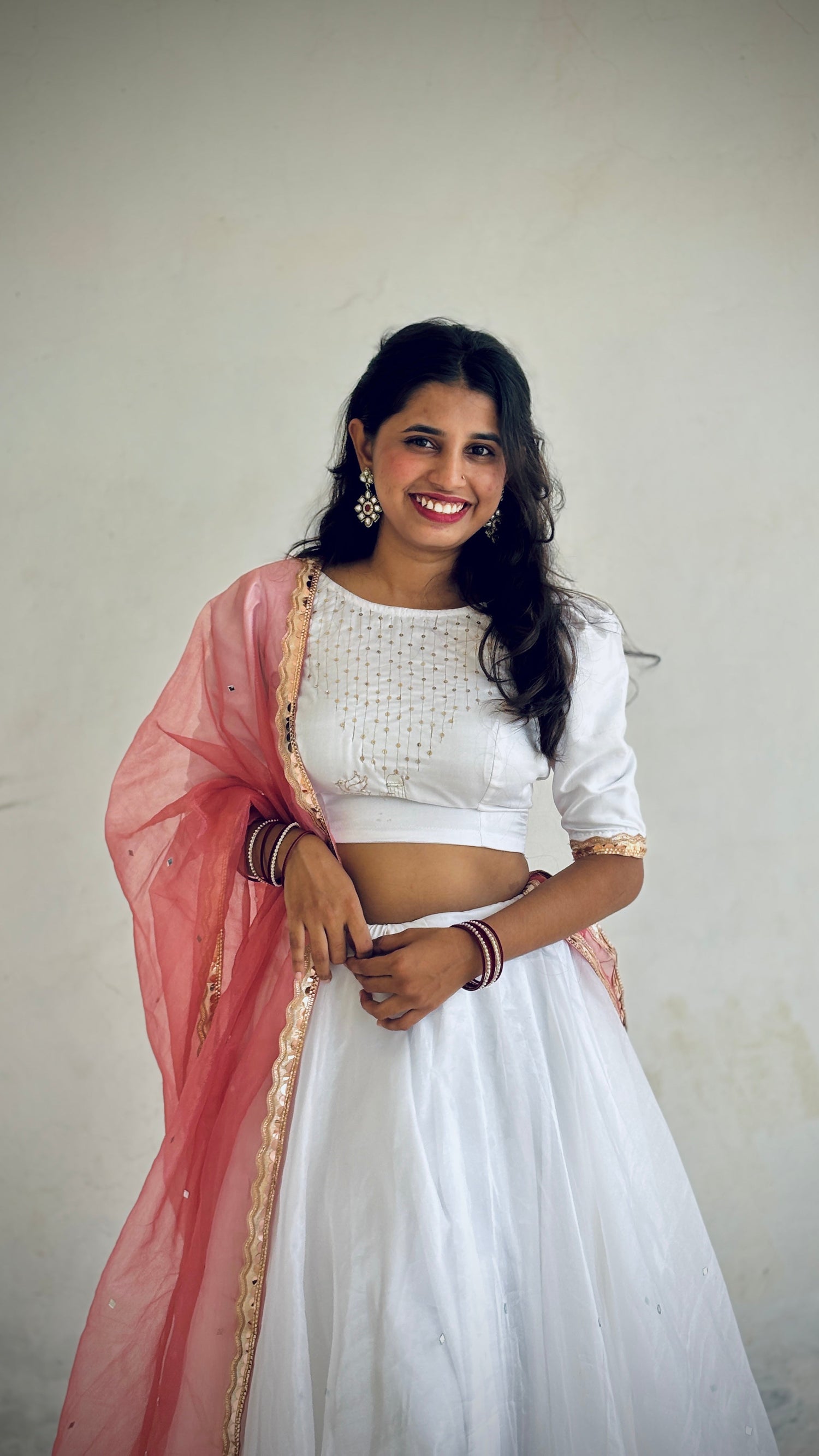 White Organza Lehenga Set