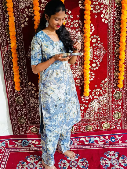 Blue Blossom Cotton Co-ord Set