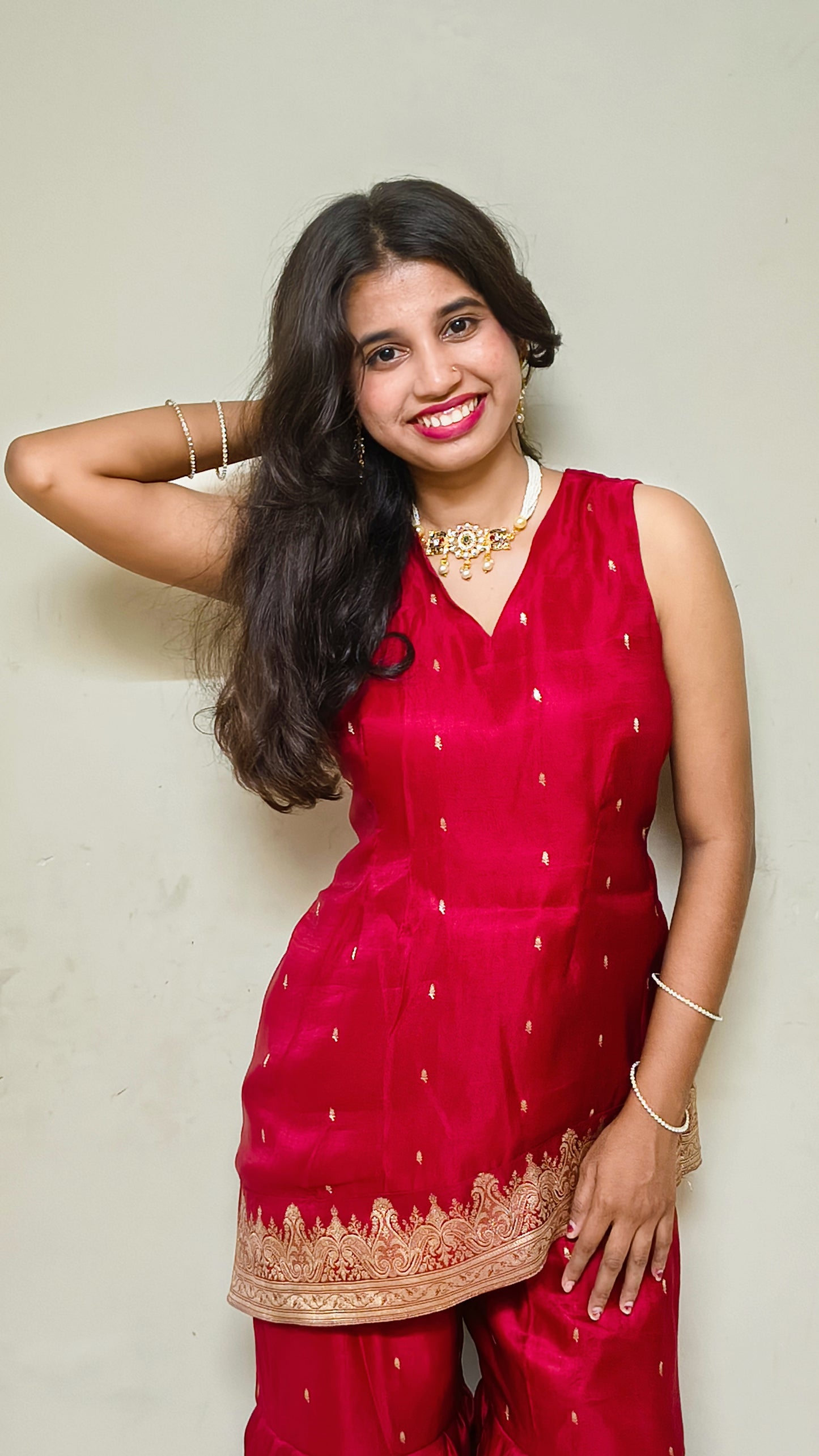 Asymmetrical Kurti With Regal Maroon Sharara