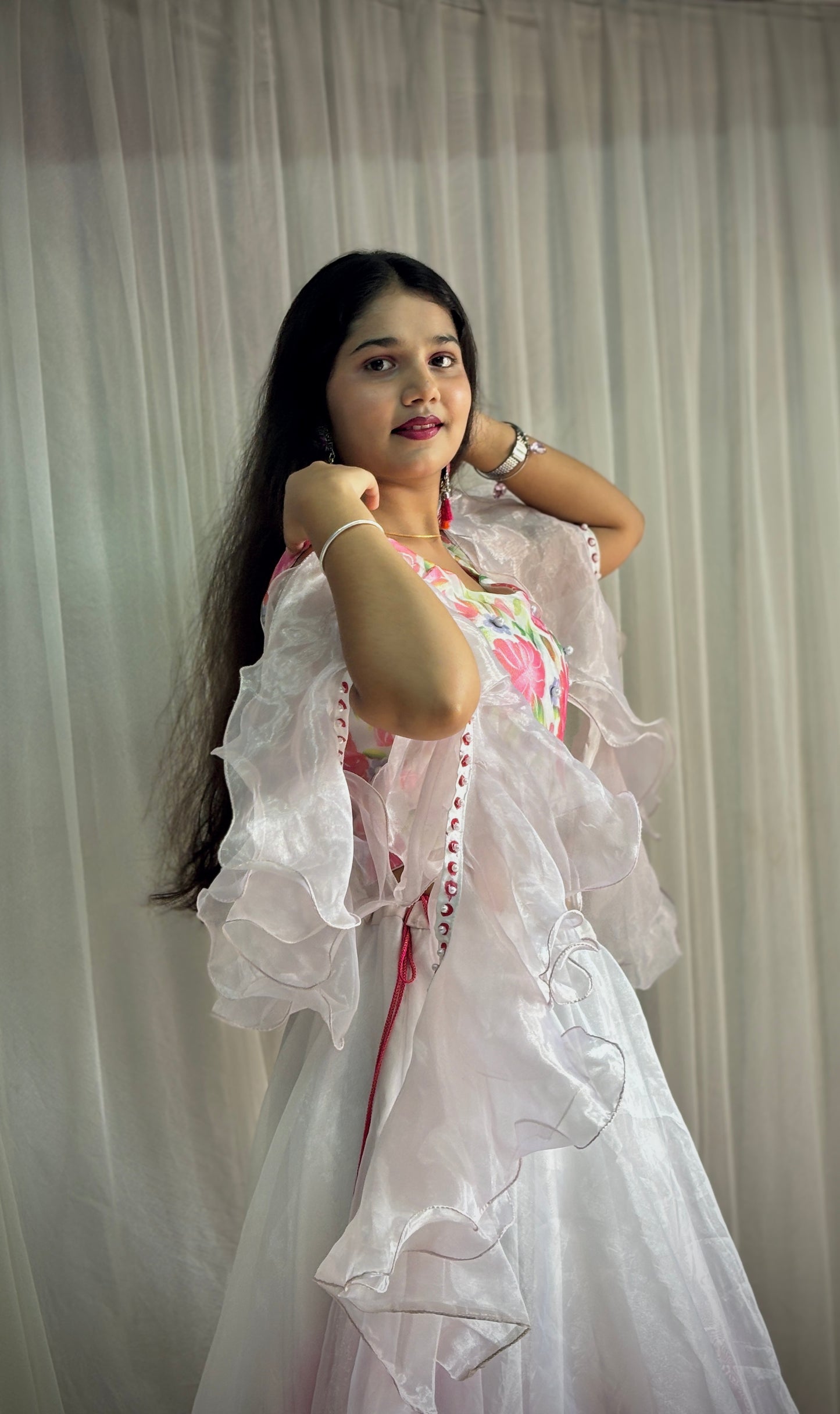 Organza Pink Lehenga Set