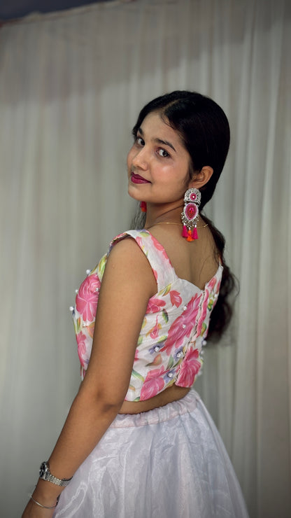 Organza Pink Lehenga Set