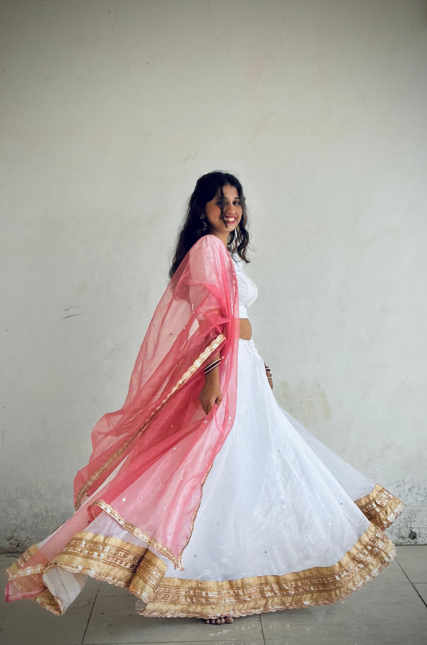 White Organza Lehenga Set