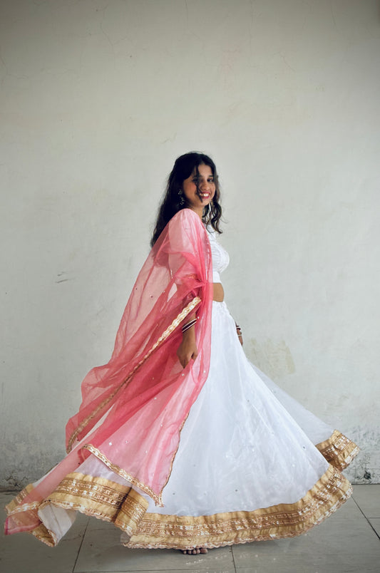 White Organza Lehenga Set