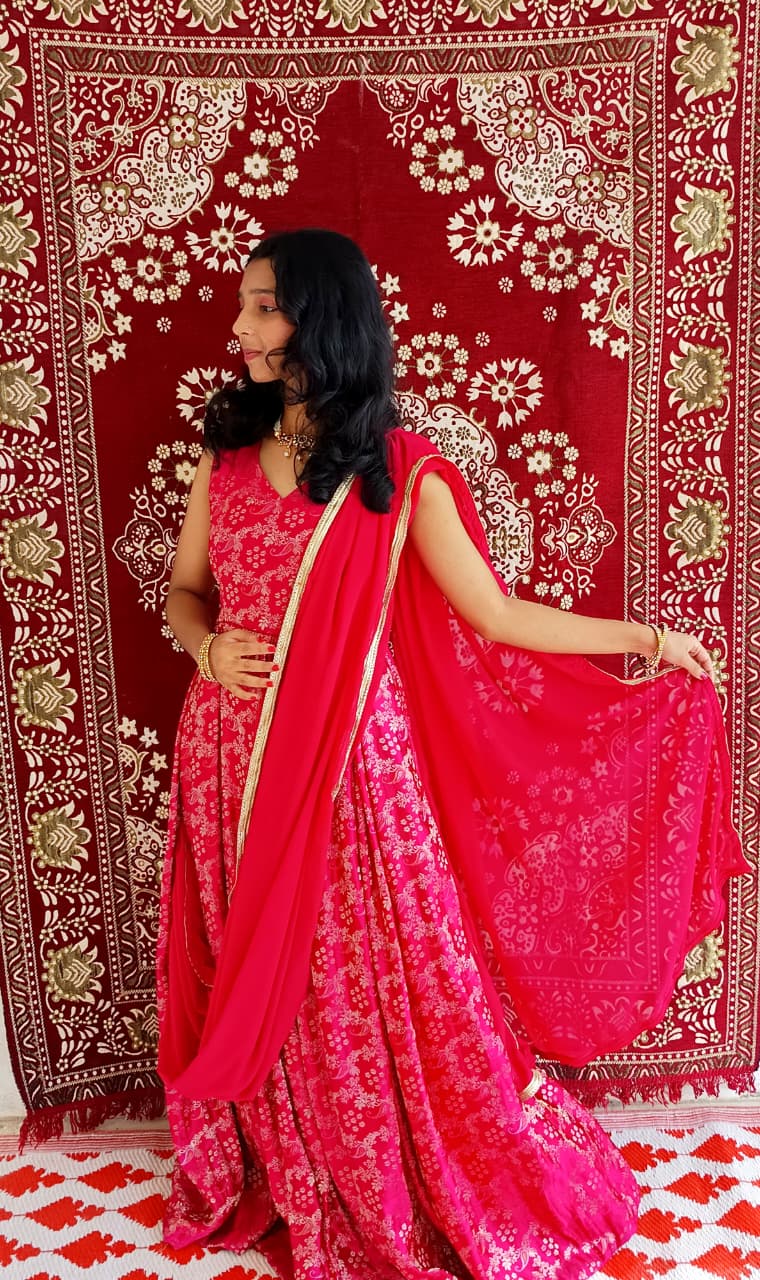 Gulabi Grace Silk Brocade Anarkali