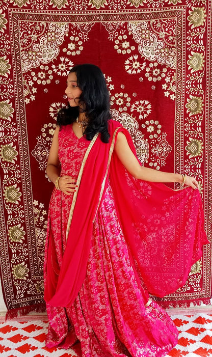 Gulabi Grace Silk Brocade Anarkali