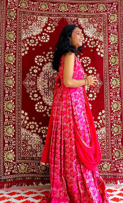 Gulabi Grace Silk Brocade Anarkali