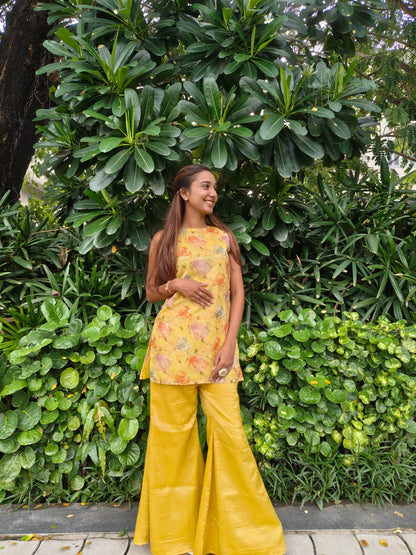 yellow Tissue Kurti Set 🌼✨