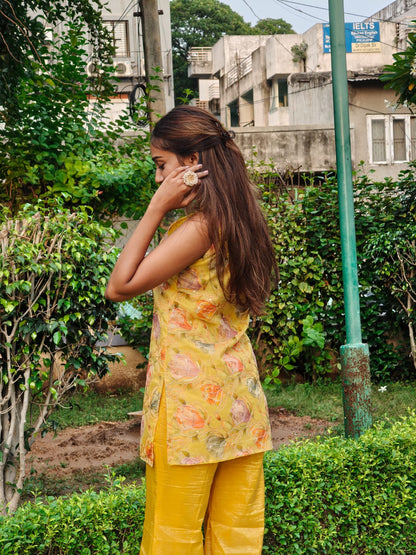 yellow Tissue Kurti Set 🌼✨